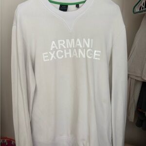 Armani Exchange Men's White Crewneck Sweater